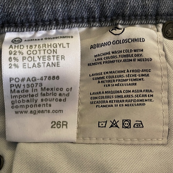 AG Adriano Goldschmied The Mari High Rise Straight Denim Jean 26 Gray Raw Hem - Picture 9 of 10